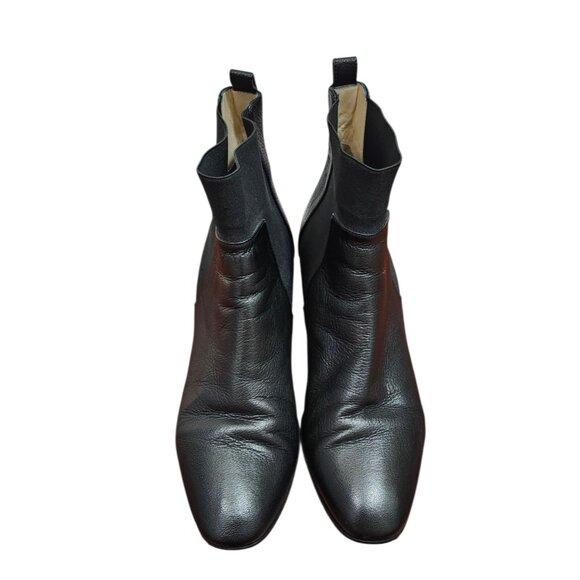 Jimmy Choo Black Leather Chelsea Ankle Boots US10/EU41 Gold Heel Accent Slip-On - Picture 4 of 13